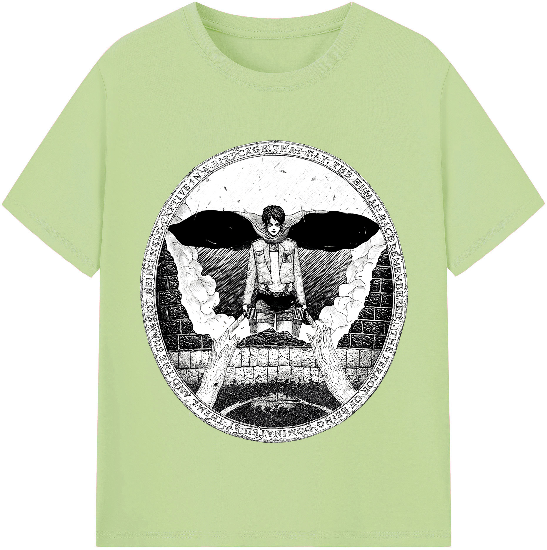 （画像用） 進撃の巨人 エレン･イェーガー Attack on Titan Eren Jäger 綿100％半袖Tシャツ（フロントプリント）